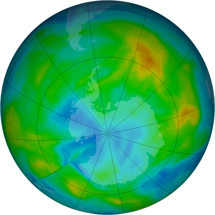 Antarctic ozone map for 20 April 1980